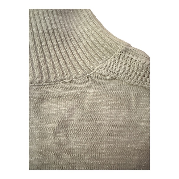 Free People Silver Mock Turtleneck Sweater With Lace Detail Women’s Size Small - Picture 10 of 11